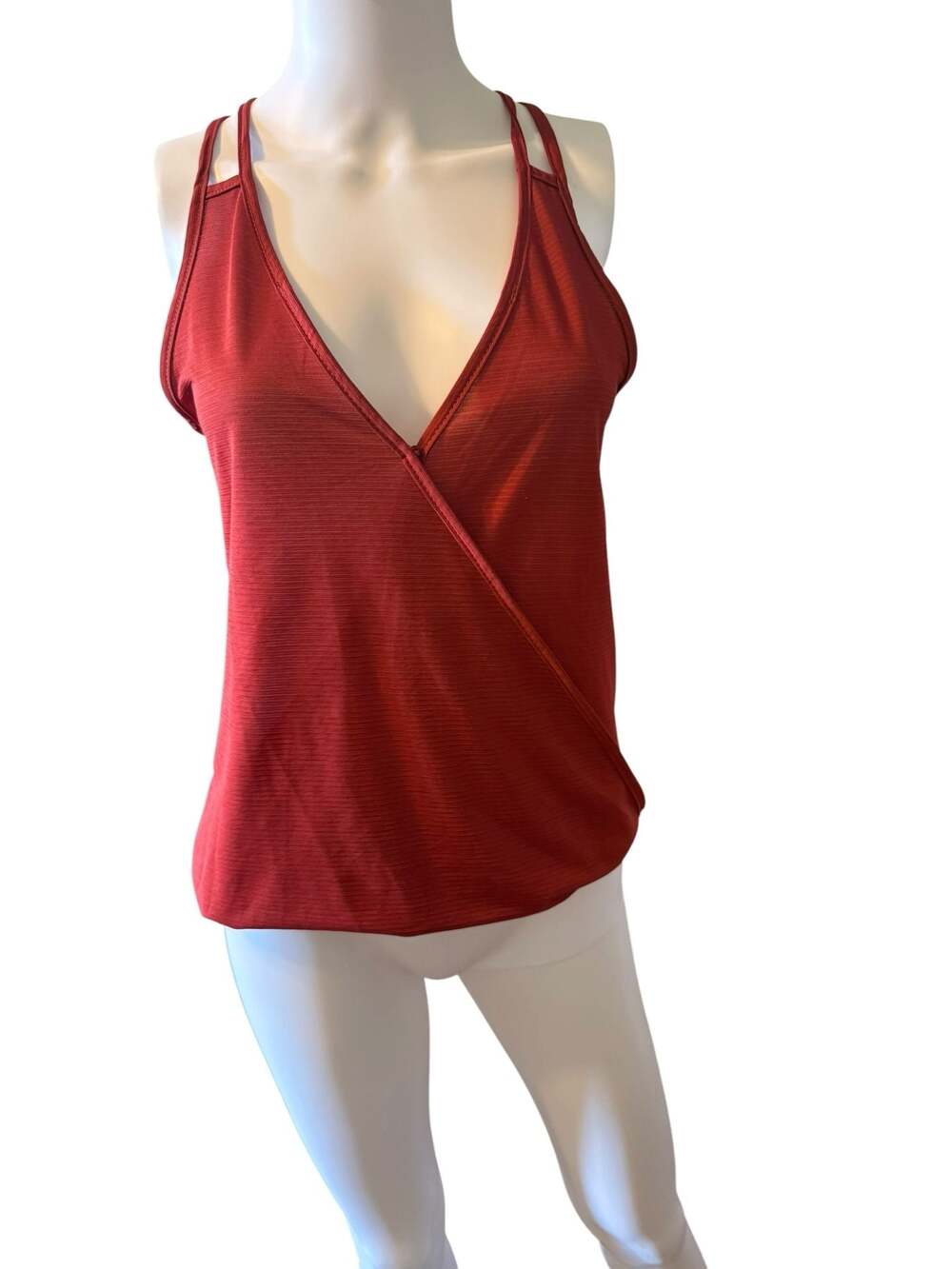 rue21 Women's Red Ribbed V-Neck Wrap Front Spaghetti Strap Tank Top